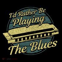 Style Musician Harmonica Blues Womens T-Shirt
