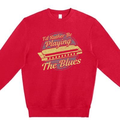 Style Musician Harmonica Blues Premium Crewneck Sweatshirt