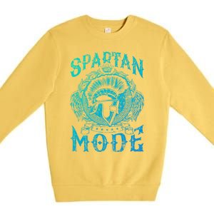 Spartan Mode Helmet Gym Warrior Fitness Beast Sparta Workout Gift Premium Crewneck Sweatshirt