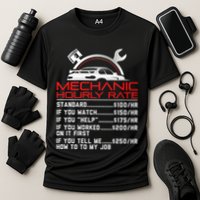 Sarcastic Mechanic Hourly Rate Skilled Professional Cooling Performance Crew T-Shirt