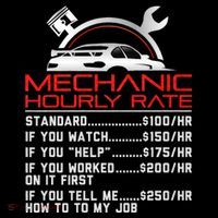 Sarcastic Mechanic Hourly Rate Skilled Professional Tall T-Shirt