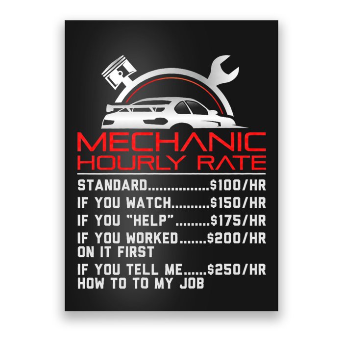 Sarcastic Mechanic Hourly Rate Skilled Professional Poster