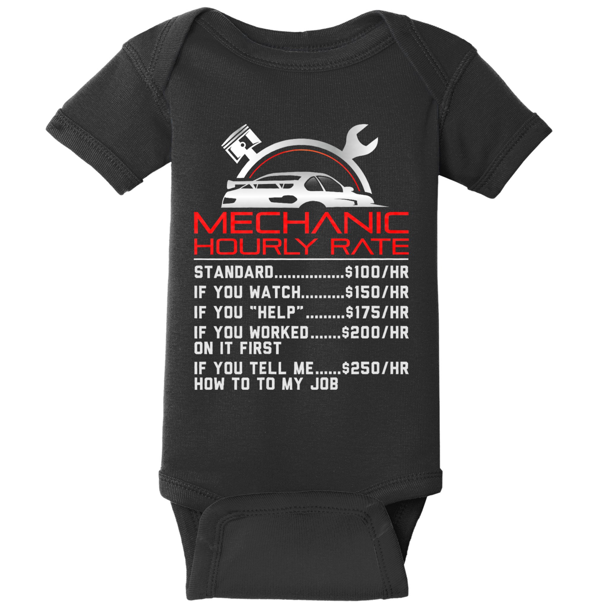 Sarcastic Mechanic Hourly Rate Skilled Professional Baby Bodysuit