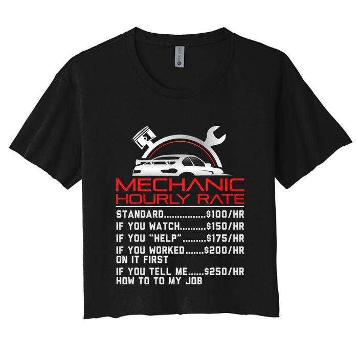 Sarcastic Mechanic Hourly Rate Skilled Professional Women's Crop Top Tee