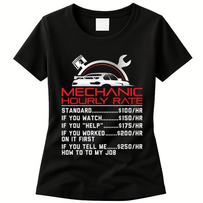 Sarcastic Mechanic Hourly Rate Skilled Professional Womens T-Shirt