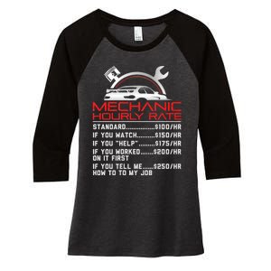 Sarcastic Mechanic Hourly Rate Skilled Professional Women's Tri-Blend 3/4-Sleeve Raglan Shirt