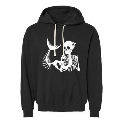 Skeleton Mermaid Halloween Garment-Dyed Fleece Hoodie