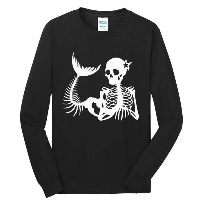 Skeleton Mermaid Halloween Tall Long Sleeve T-Shirt