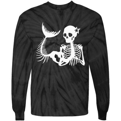 Skeleton Mermaid Halloween Tie-Dye Long Sleeve Shirt