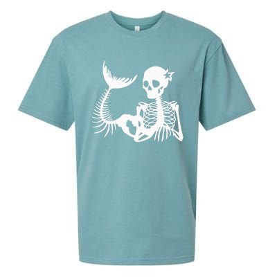 Skeleton Mermaid Halloween Sueded Cloud Jersey T-Shirt