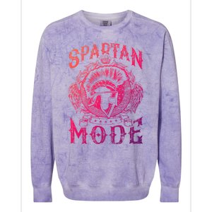 Spartan Mode Helmet Gym Warrior Fitness Beast Sparta Workout Gift Colorblast Crewneck Sweatshirt