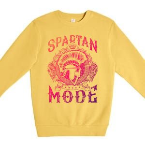 Spartan Mode Helmet Gym Warrior Fitness Beast Sparta Workout Gift Premium Crewneck Sweatshirt