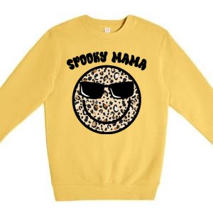 Spooky Mama Halloween Cheetah Smile Premium Crewneck Sweatshirt