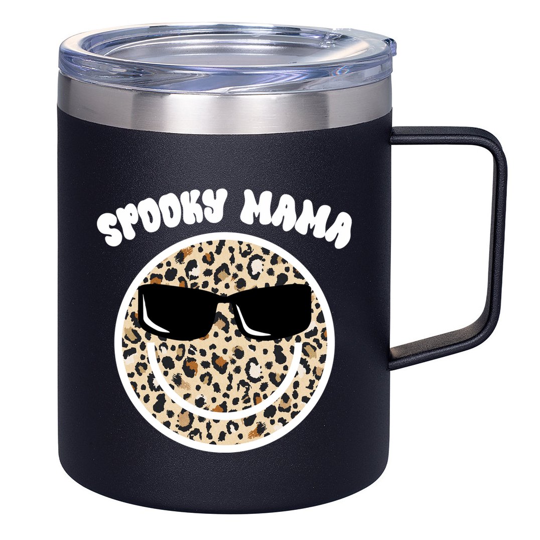 Spooky Mama Halloween Cheetah Smile 12oz Stainless Steel Coffee Mug