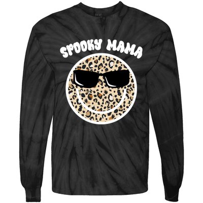 Spooky Mama Halloween Cheetah Smile Tie-Dye Long Sleeve Shirt