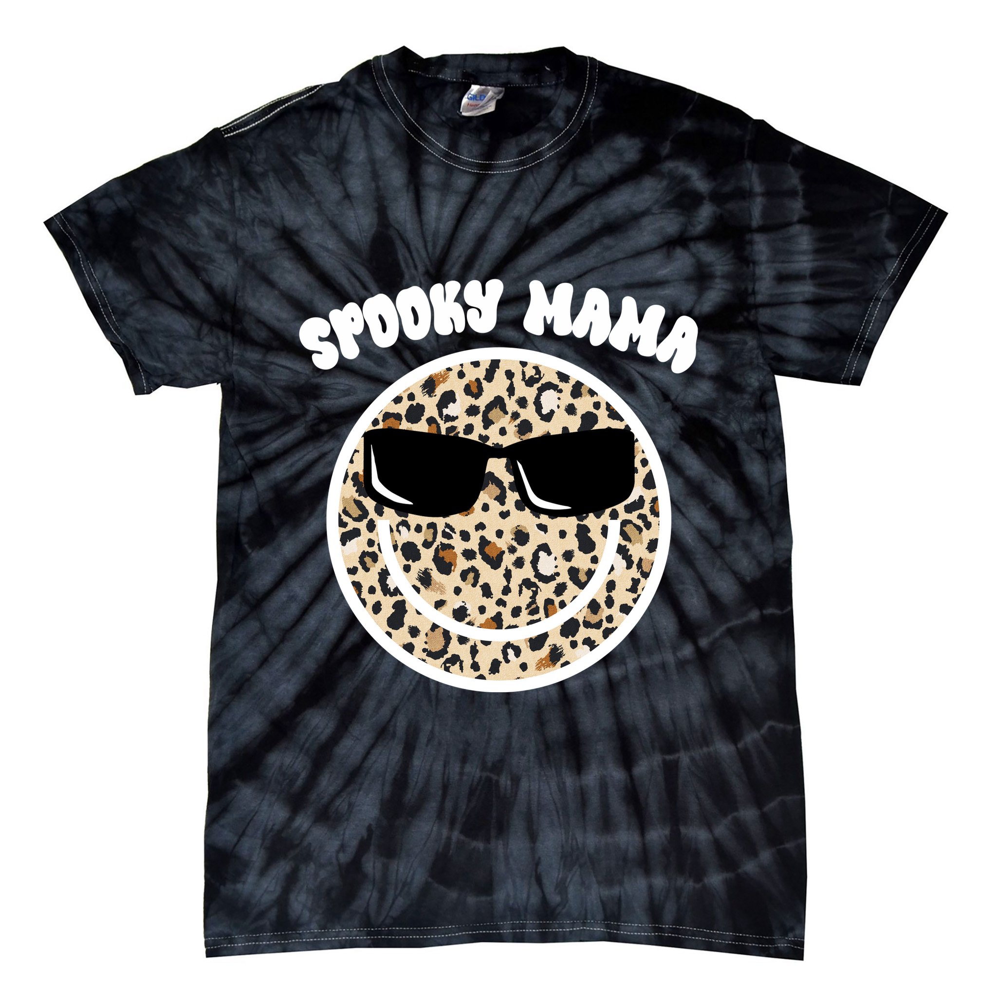 Spooky Mama Halloween Cheetah Smile Tie-Dye T-Shirt