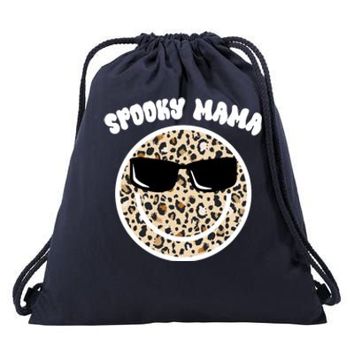 Spooky Mama Halloween Cheetah Smile Drawstring Bag