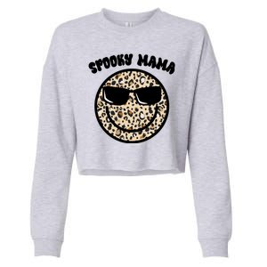 Spooky Mama Halloween Cheetah Smile Cropped Pullover Crew