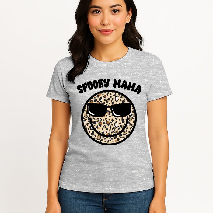 Spooky Mama Halloween Cheetah Smile Womens T-Shirt