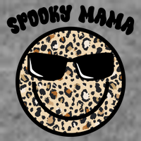 Spooky Mama Halloween Cheetah Smile Womens T-Shirt
