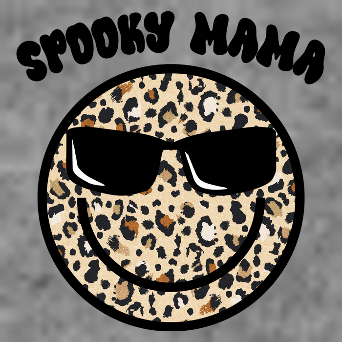 Spooky Mama Halloween Cheetah Smile Womens T-Shirt