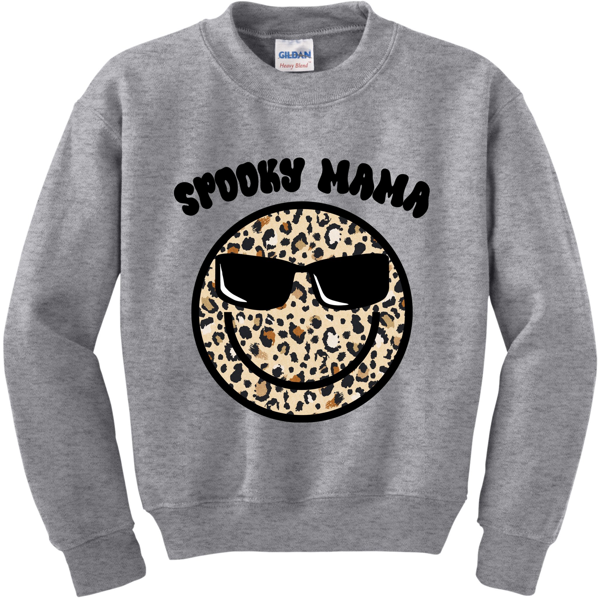 Spooky Mama Halloween Cheetah Smile Kids Sweatshirt