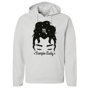 Scorpio Messy Hair Bun Birthday Gift Performance Fleece Hoodie