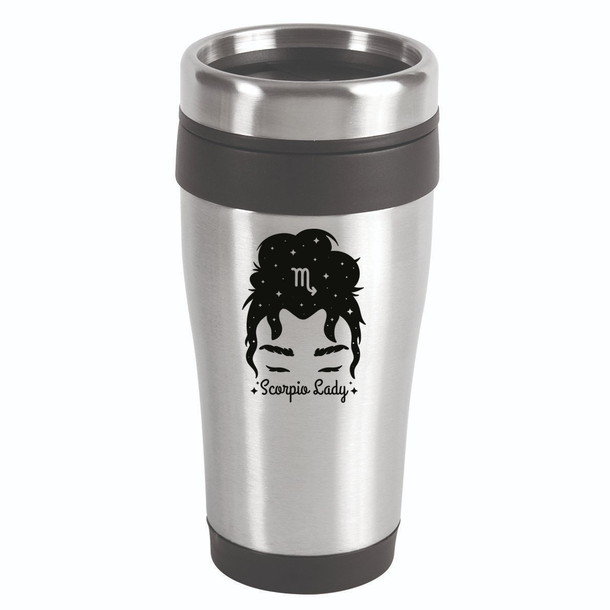 Scorpio Messy Hair Bun Birthday Gift 16oz Travel Tumbler
