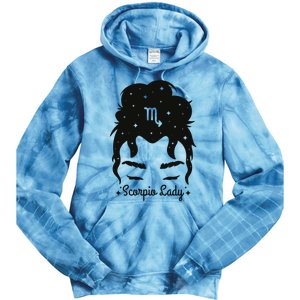 Scorpio Messy Hair Bun Birthday Gift Tie Dye Hoodie