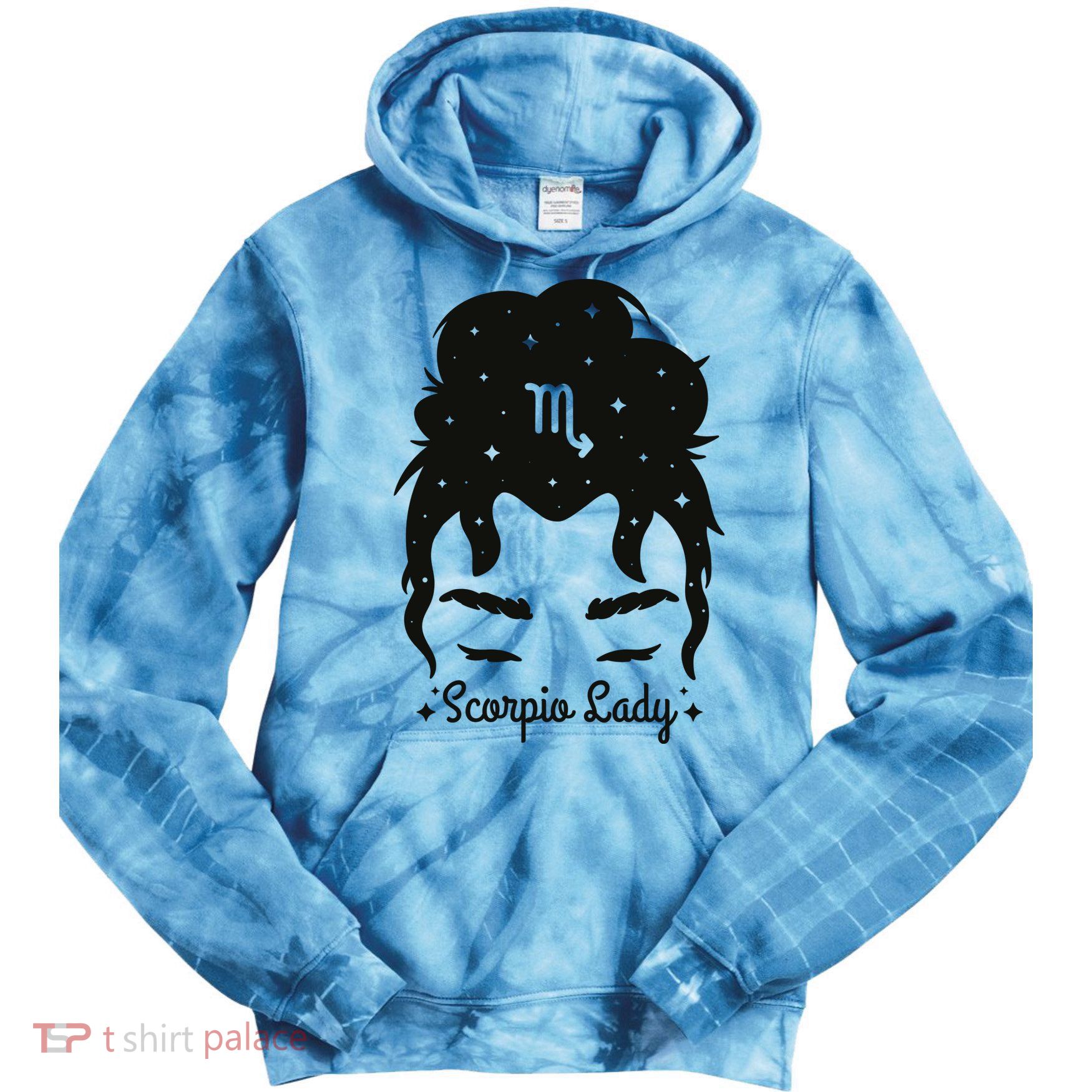 Scorpio Messy Hair Bun Birthday Gift Tie Dye Hoodie