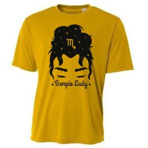 Scorpio Messy Hair Bun Birthday Gift Cooling Performance Crew T-Shirt