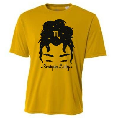 Scorpio Messy Hair Bun Birthday Gift Cooling Performance Crew T-Shirt