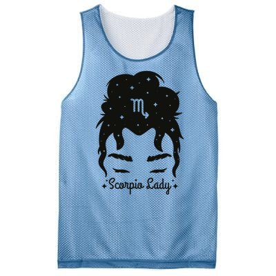 Scorpio Messy Hair Bun Birthday Gift Mesh Reversible Basketball Jersey Tank