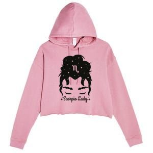 Scorpio Messy Hair Bun Birthday Gift Crop Fleece Hoodie