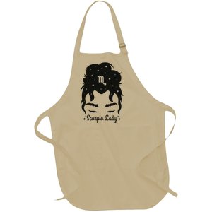 Scorpio Messy Hair Bun Birthday Gift Full-Length Apron With Pockets