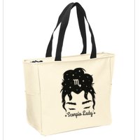 Scorpio Messy Hair Bun Birthday Gift Zip Tote Bag