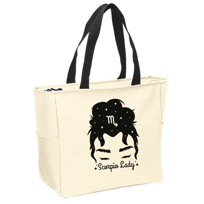 Scorpio Messy Hair Bun Birthday Gift Zip Tote Bag