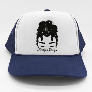 Scorpio Messy Hair Bun Birthday Gift Trucker Hat