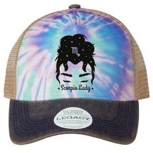 Scorpio Messy Hair Bun Birthday Gift Legacy Tie Dye Trucker Hat