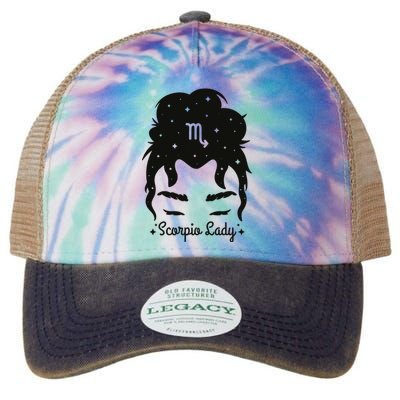 Scorpio Messy Hair Bun Birthday Gift Legacy Tie Dye Trucker Hat