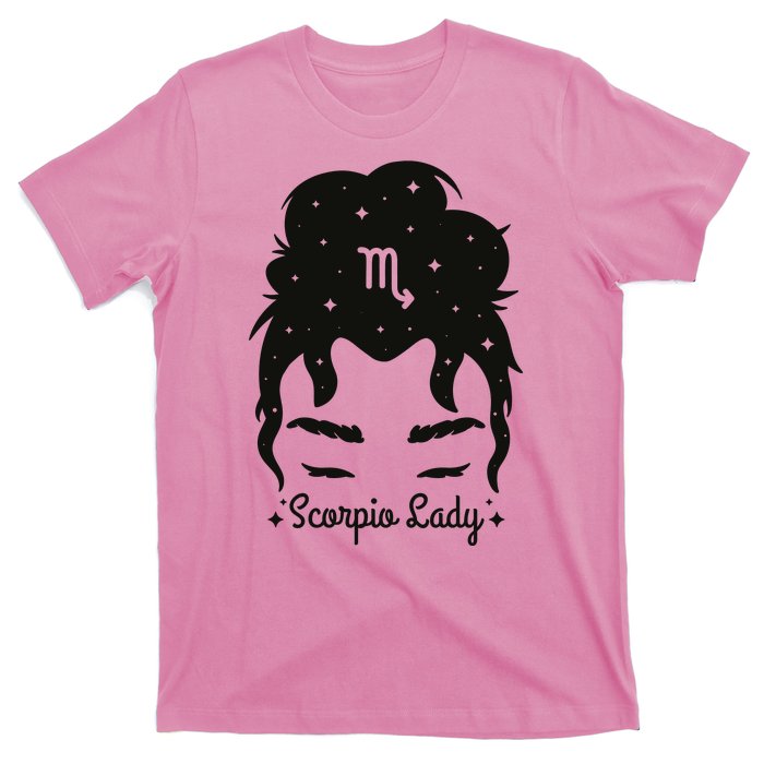 Scorpio Messy Hair Bun Birthday Gift T-Shirt