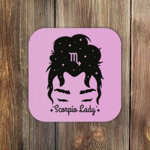 Scorpio Messy Hair Bun Birthday Gift Coaster