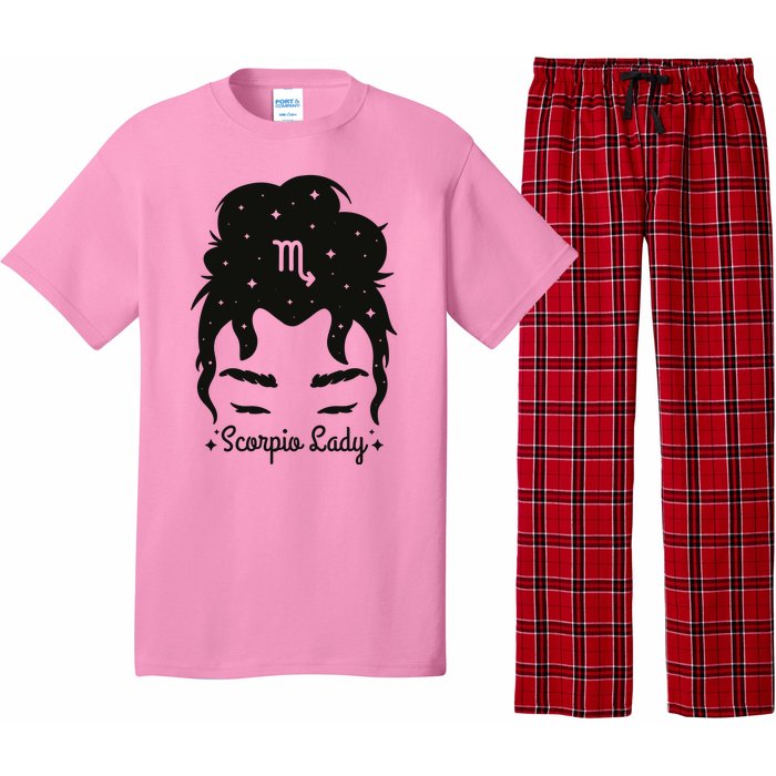 Scorpio Messy Hair Bun Birthday Gift Pajama Set