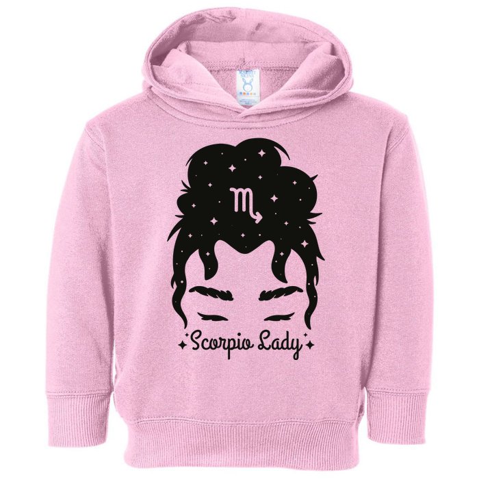 Scorpio Messy Hair Bun Birthday Gift Toddler Hoodie