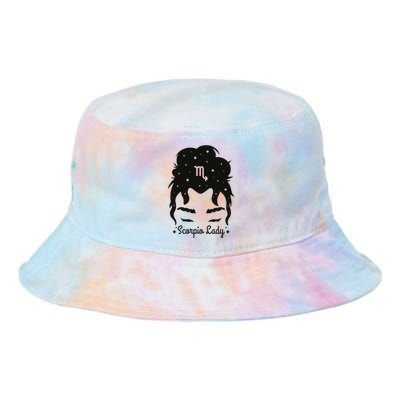 Scorpio Messy Hair Bun Birthday Gift Tie Dye Newport Bucket Hat