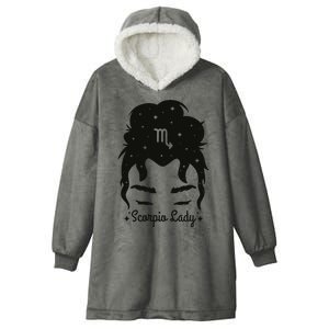 Scorpio Messy Hair Bun Birthday Gift Hooded Wearable Blanket