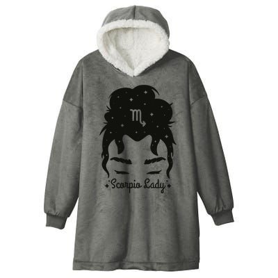 Scorpio Messy Hair Bun Birthday Gift Hooded Wearable Blanket