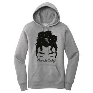 Scorpio Messy Hair Bun Birthday Gift Women's Pullover Hoodie