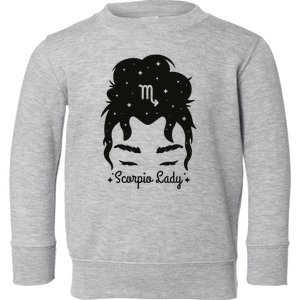 Scorpio Messy Hair Bun Birthday Gift Toddler Sweatshirt