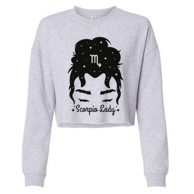 Scorpio Messy Hair Bun Birthday Gift Cropped Pullover Crew